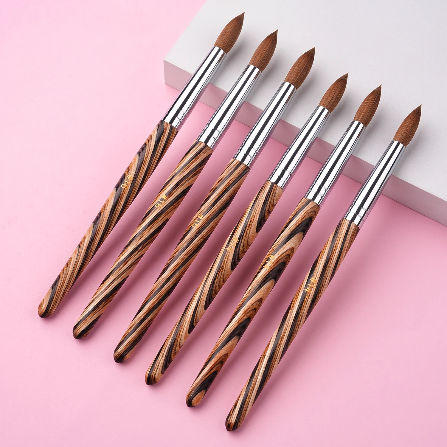 2025 New Acrylic Nail Brush 100 % Kolinsky Sable Germany Wood Handle 100% Mink Hair Nail Powder Brush  #14 #16 #18