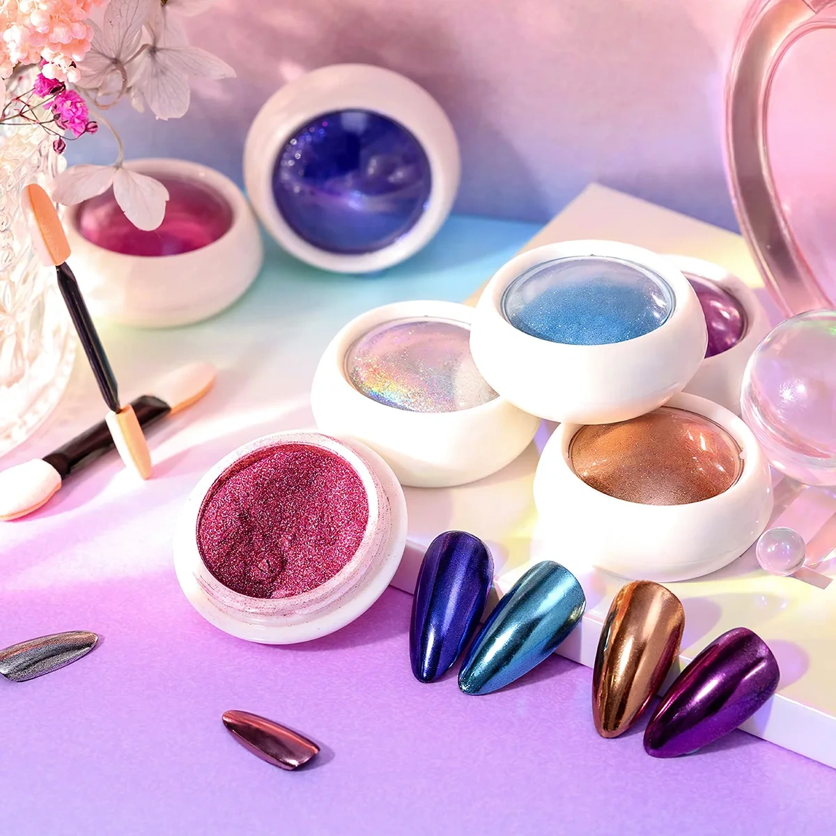 Hot Sale Nail Magic Mirror Powder Custom Logo Multicolor Pigment Powder Chrome Powder Nail