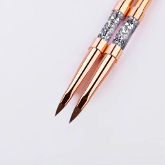 Top Quality Nail Products Rose Gold Pincel 100 Kolinsky 3D Brush #4 #10 Custom Logo Kolinsky Acrylic Nail Double Brush