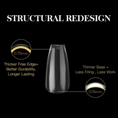 Professional Thick Full Cover Coffin Nail Tips Clear Soft Gel Private Label  Short Coffin Nail Tips 280 Pcs/Box