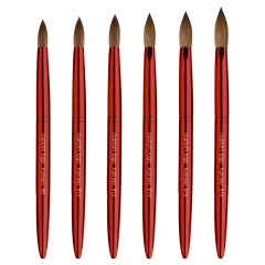 Luxury Acrylic Brush USA Size Classics Red Metal High Quality Custom 100% Kolinsky Acrylic Nail Brush