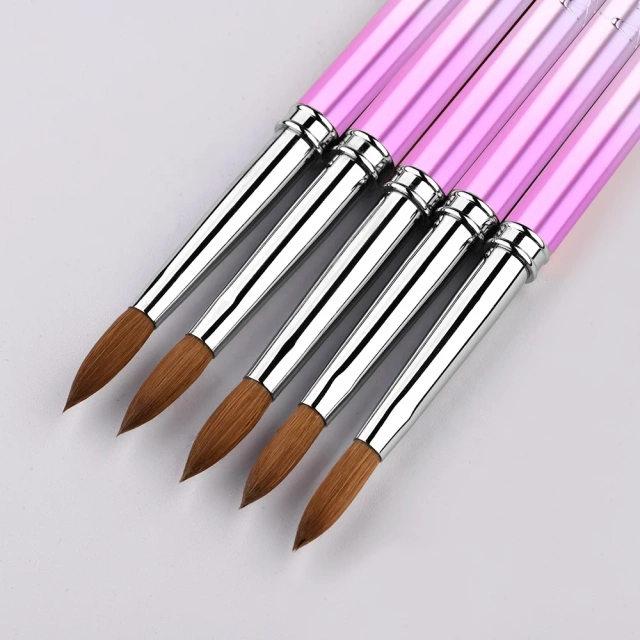 Custom Logo Pinceles 100% Pure Kolinsky Brush Gradient Pink  Professional Kolinsky Acrylic Nail Brush for Acrylic Nails Art