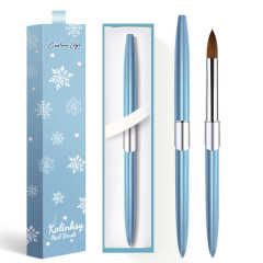 USA Top Quality Acrylic Brush Metal Kolinsky Box Blue Color Private Logo Original Kolinsky Nail Brush for Nails 10