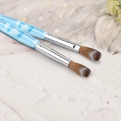 Wholesale OEM Packaging Sky Blue Ferrule Acrylin Crimped 100% Kolinsky Acrylic Nail Brush Nails Size 8 10 12 14 16 18 20