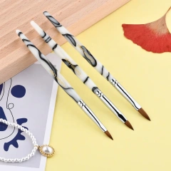 Wholesale 3d Crimped Custom Logo Marble Acrylic Handle 100% Kolinsky Hair 3D Nail Brush for #2 #4 #6