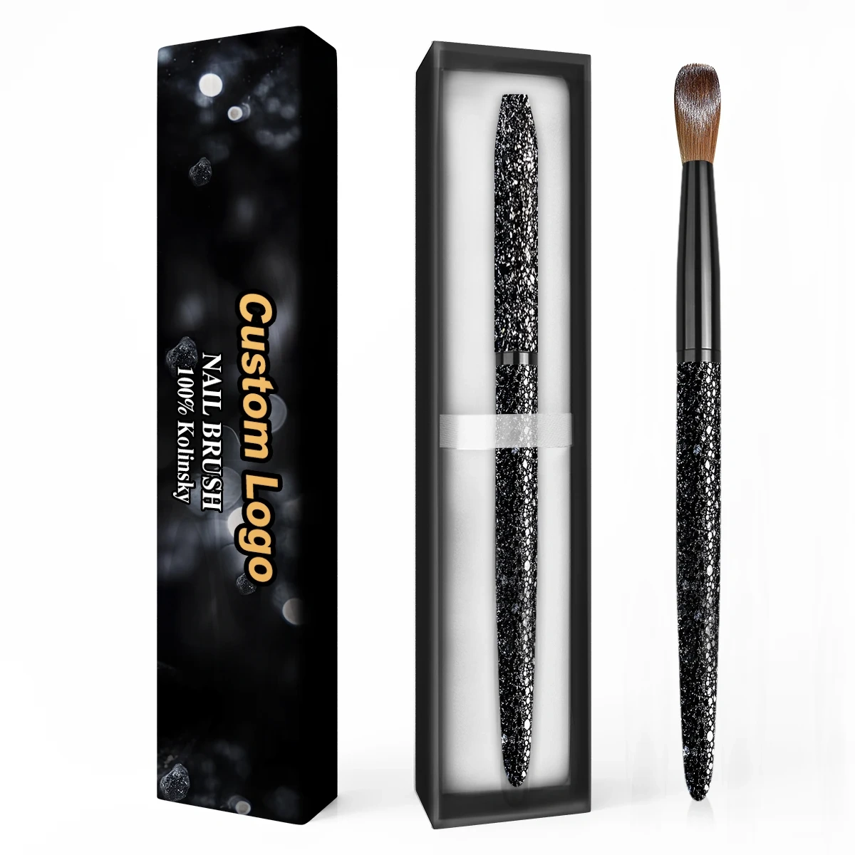 2025 New Arrival Best Nails Brush Acrylic Kolinsky 100% Sable Bristles Metal Handle PINK Diamond Nail Brushes for Acrylic