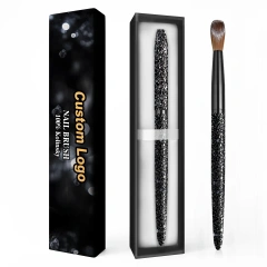 2025 New Arrival Best Nails Brush Acrylic Kolinsky 100% Sable Bristles Metal Handle PINK Diamond Nail Brushes for Acrylic
