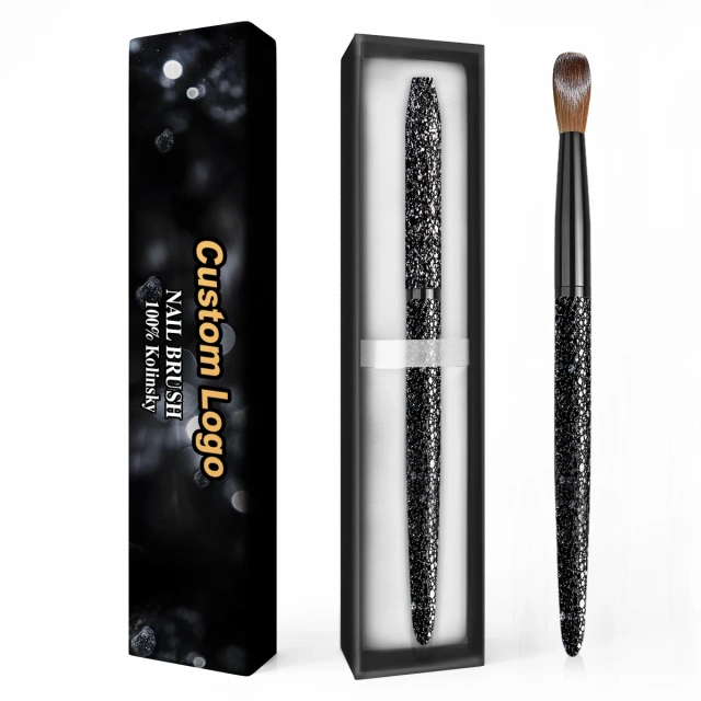 2025 New Arrival Best Nails Brush Acrylic Kolinsky 100% Sable Bristles Metal Handle PINK Diamond Nail Brushes for Acrylic