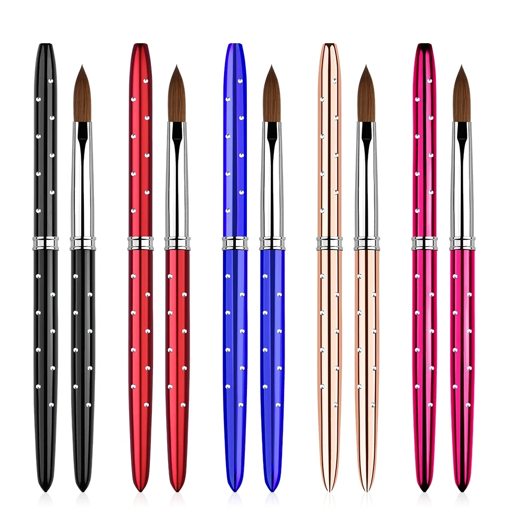 High Quality Acrylic Nail Brush Custom Rhinestone Metal Handle Pure Kolinsky Acrylic Nail Brush