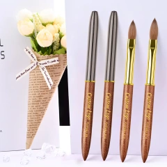 New Top Quality Pincel Kolinsky Metal 100 Kolinsky Crimped Acrylic Nail Brush Customized logo