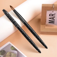 2025 New Arrival Best Nails Brush Acrylic Kolinsky 100% Sable Bristles Metal Handle PINK Diamond Nail Brushes for Acrylic