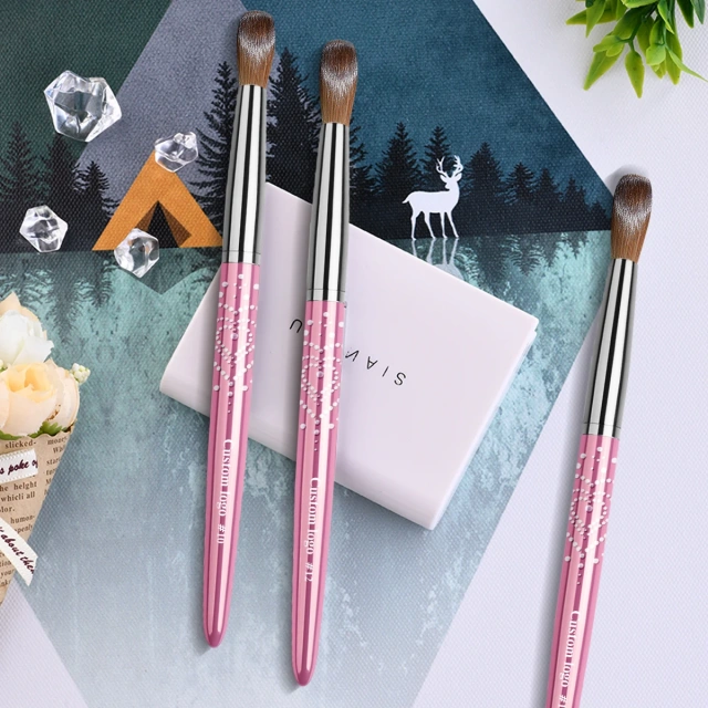 Customized Pink Metal Handle Flat/Oval Hair Shape Handmade 100% Pure Kolinsky Brush for Acrylic Nails