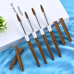Latest Fashion Nail Brushes Wholesale Metal Handle Crimped Round Number 8 10 12 14 16 18 Acrylic Brush Kolinsky High Quality