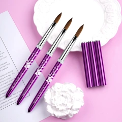 NEW Metal 100% Pure Kolinsky Hair Acrylic Nail Brush Size 8-18  Crimped Acrylic Dipping Powder Nail Brush for Acrylic