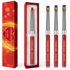 Luxury 2025 Red Metal Handle Germany 100% Kolinsky Hair Nails Brush Art Nail Acrylic Brush