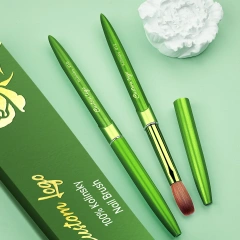 Best Selling Pure 100% Kolinsky Green Metal Nail Art Brush Custom Salon Acrylic Nails Brush