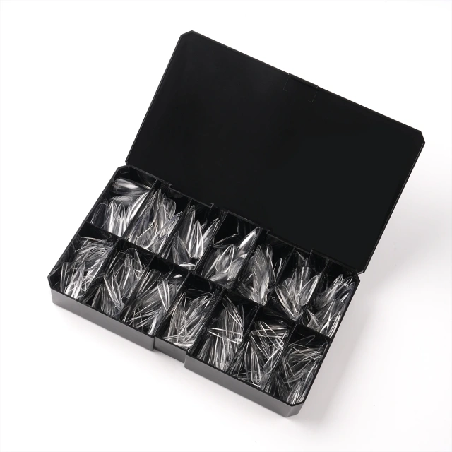 364Pcs Full Cover Clear Long Sculpted Stiletto Gel Nail Tips 14 Sizes
