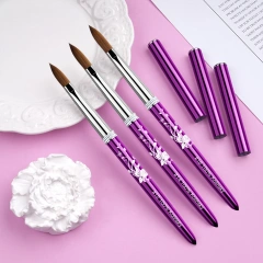 NEW Metal 100% Pure Kolinsky Hair Acrylic Nail Brush Size 8-18  Crimped Acrylic Dipping Powder Nail Brush for Acrylic