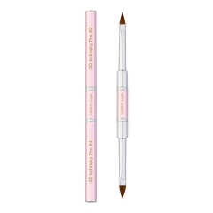 Wholesale OEM Packaging Sliver Ferrule Double-end Crimped Pink 100% Kolinsky Acrylic 3D Nail Art Brush Size 4