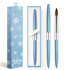 USA Top Quality Acrylic Brush Metal Kolinsky Box Blue Color Private Logo Original Kolinsky Nail Brush for Nails 10