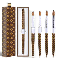 Latest Fashion Nail Brushes Wholesale Metal Handle Crimped Round Number 8 10 12 14 16 18 Acrylic Brush Kolinsky High Quality