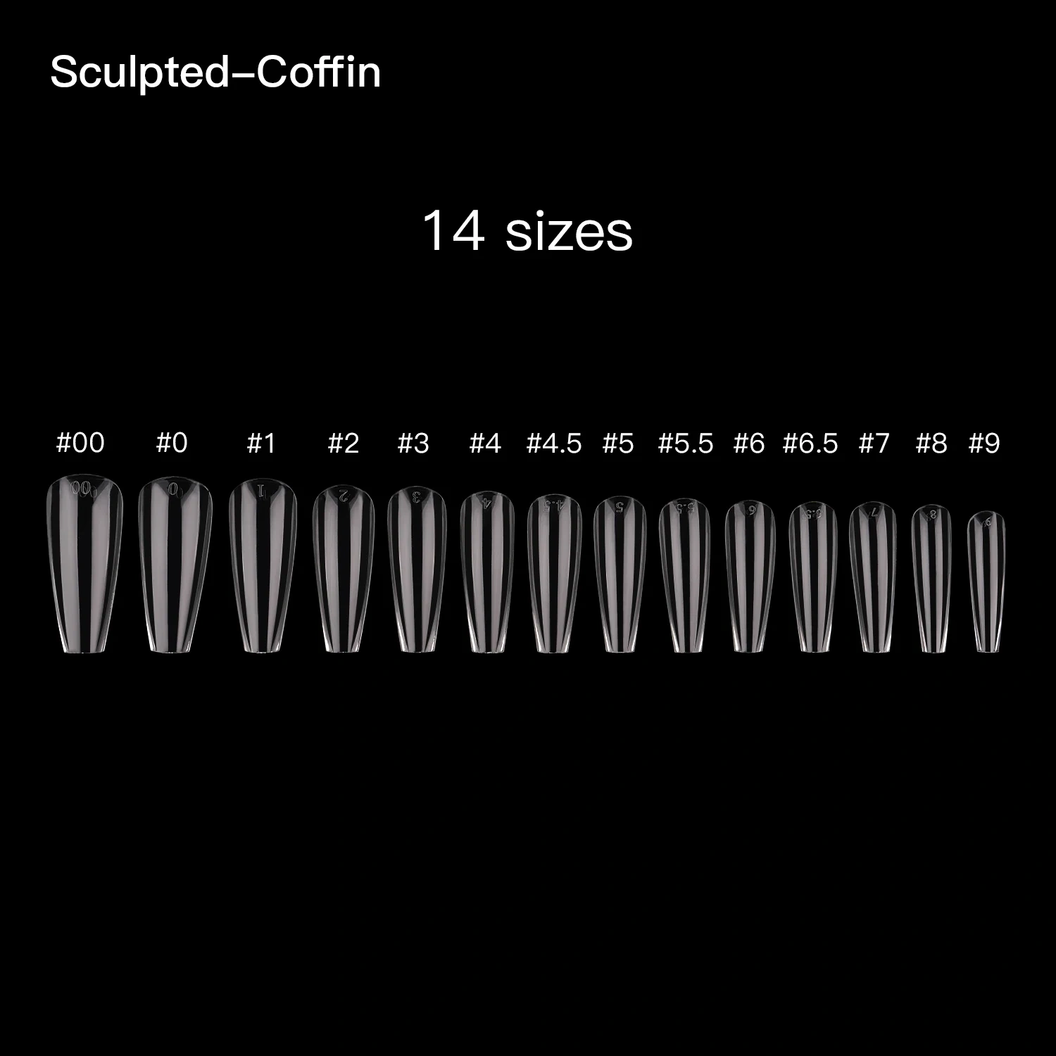 364Pcs False Nails Wholesale French Tip Clear Long Sculpted Coffin Nail Tips 14 Sizes