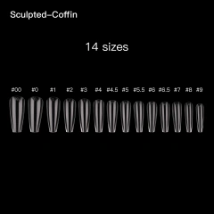 364Pcs False Nails Wholesale French Tip Clear Long Sculpted Coffin Nail Tips 14 Sizes