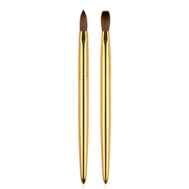 Factory Manufacture Different Size Manicure Powder Gold Metal  Professional Kolinsky Sable Acrylic Nail Brush Nails Acrylic #18