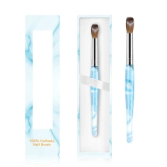 Wholesale OEM Packaging Sky Blue Ferrule Acrylin Crimped 100% Kolinsky Acrylic Nail Brush Nails Size 8 10 12 14 16 18 20
