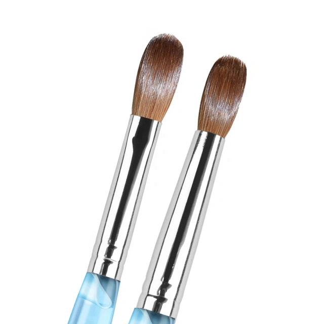 Wholesale OEM Packaging Sky Blue Ferrule Acrylin Crimped 100% Kolinsky Acrylic Nail Brush Nails Size 8 10 12 14 16 18 20