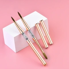 Top Quality Nail Products Rose Gold Pincel 100 Kolinsky 3D Brush #4 #10 Custom Logo Kolinsky Acrylic Nail Double Brush