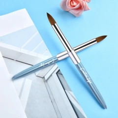 USA Top Quality Acrylic Brush Metal Kolinsky Box Blue Color Private Logo Original Kolinsky Nail Brush for Nails 10