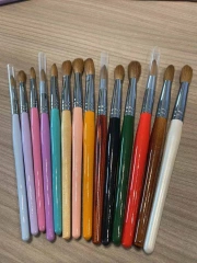 Zekun Nail Supplier Red Wooden Handle Flat/Oval Shape Custom 100% Pure Kolinsky Brush for Acrylic Nails