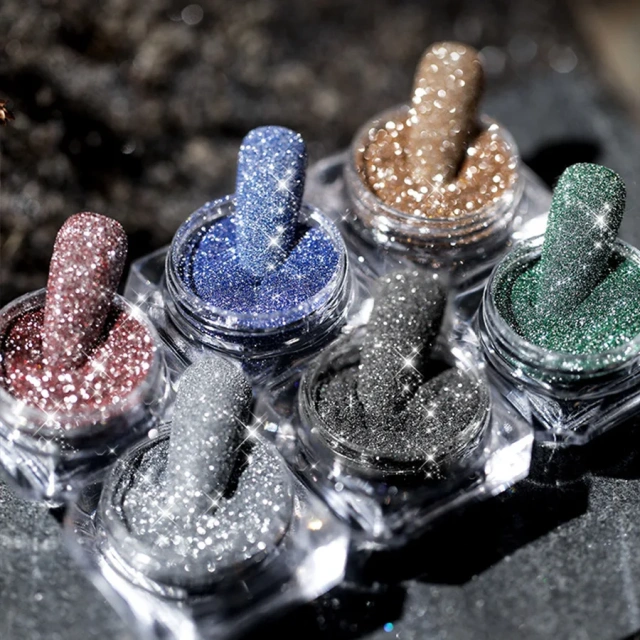 Hot Nail Art Broken Diamond Powder Crystal Three-Dimensional Silver Diamond Glitter Flash Handmade Drip Glue Reflective Powder