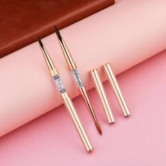 Top Quality Nail Products Rose Gold Pincel 100 Kolinsky 3D Brush #4 #10 Custom Logo Kolinsky Acrylic Nail Double Brush