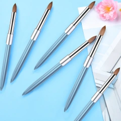 USA Top Quality Acrylic Brush Metal Kolinsky Box Blue Color Private Logo Original Kolinsky Nail Brush for Nails 10