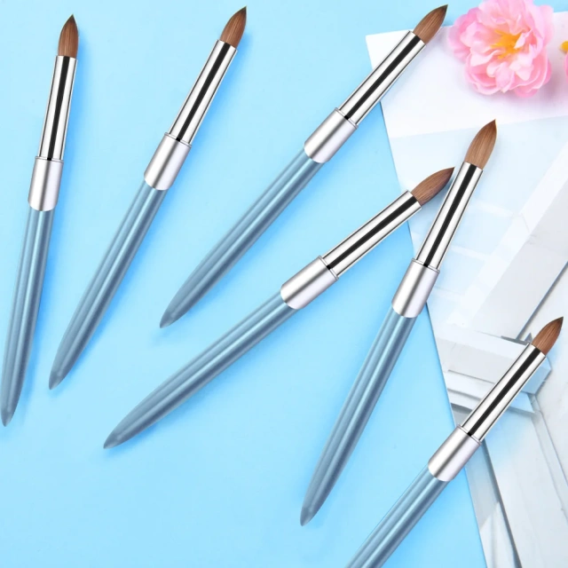 USA Top Quality Acrylic Brush Metal Kolinsky Box Blue Color Private Logo Original Kolinsky Nail Brush for Nails 10
