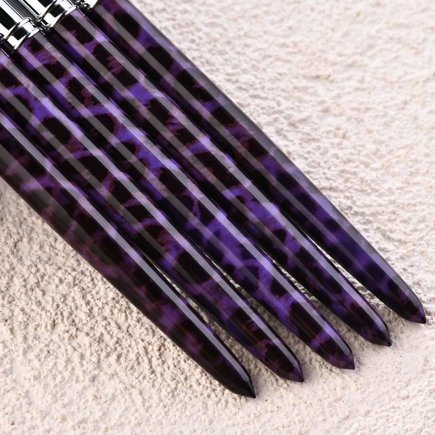 Hot Seller Acrylic Powder Drawing Nail Brush with Leopard Metal Handle 100% Kolinsky Nail Brush for Nail Salon