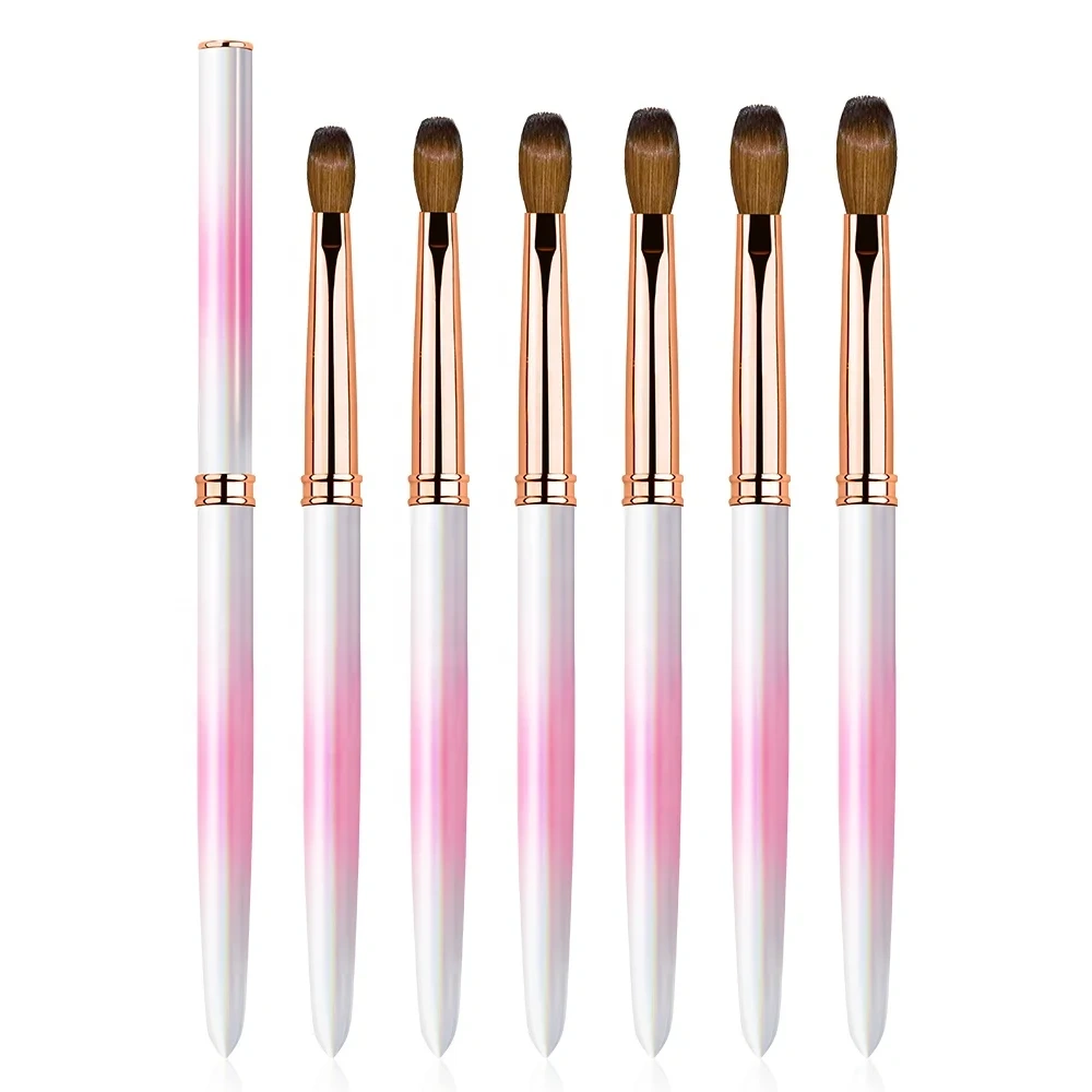 High Recommend Summer Gradient Metal Handle Acrylic Powder Brushes Kolinsky Sable Size 8 10 12 14 16 18for Nail Tech Supplies