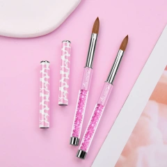 Popular Pure Sable Hair Custom Pink Cow Screen Printing Handmade Acrylic Nail Brush 100% Kolinsky
