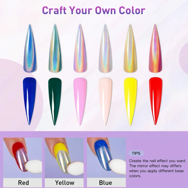 Hot Sale Nail Magic Mirror Powder Custom Logo Multicolor Pigment Powder Chrome Powder Nail