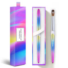Top Quality Custom Hoody Logo Rainbow Metal Handle 100% Pure Kolinsky Germany Acrylic Nail Brush for Acrylic Nails