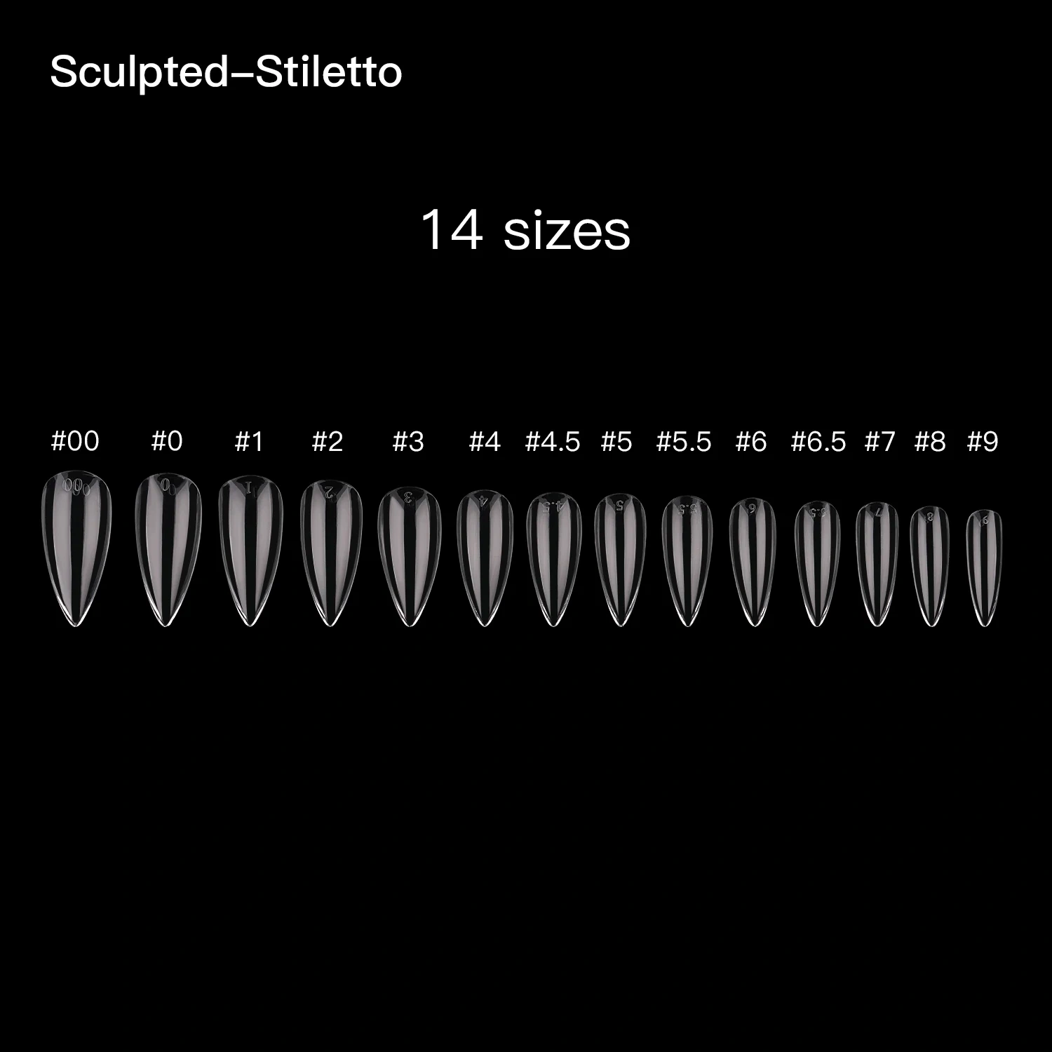 602Pcs Medium Sculpted Stiletto Soft Gel Nail Tips Full Cover 14 Sizes