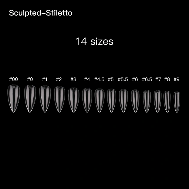 602Pcs Medium Sculpted Stiletto Soft Gel Nail Tips Full Cover 14 Sizes