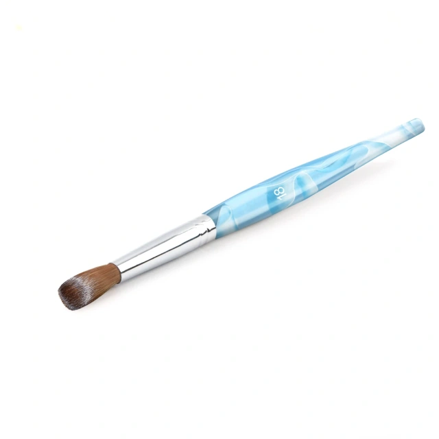 Wholesale OEM Packaging Sky Blue Ferrule Acrylin Crimped 100% Kolinsky Acrylic Nail Brush Nails Size 8 10 12 14 16 18 20