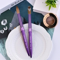 Nail Supplies Manufacturers Purple Color Custom Logo High Quality 100% Oval Shape Kolinsky Brush for Acrylic Nails