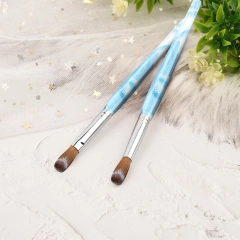 Wholesale OEM Packaging Sky Blue Ferrule Acrylin Crimped 100% Kolinsky Acrylic Nail Brush Nails Size 8 10 12 14 16 18 20