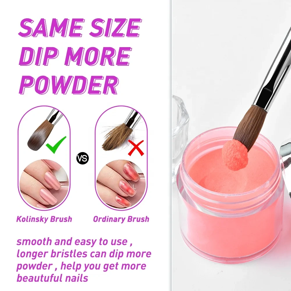 Custom Logo Pinceles 100% Pure Kolinsky Brush Gradient Pink  Professional Kolinsky Acrylic Nail Brush for Acrylic Nails Art