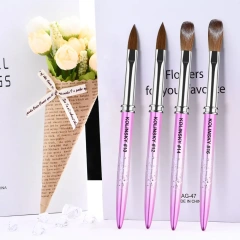 Custom Logo Pinceles 100% Pure Kolinsky Brush Gradient Pink  Professional Kolinsky Acrylic Nail Brush for Acrylic Nails Art