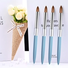 USA Top Quality Acrylic Brush Metal Kolinsky Box Blue Color Private Logo Original Kolinsky Nail Brush for Nails 10